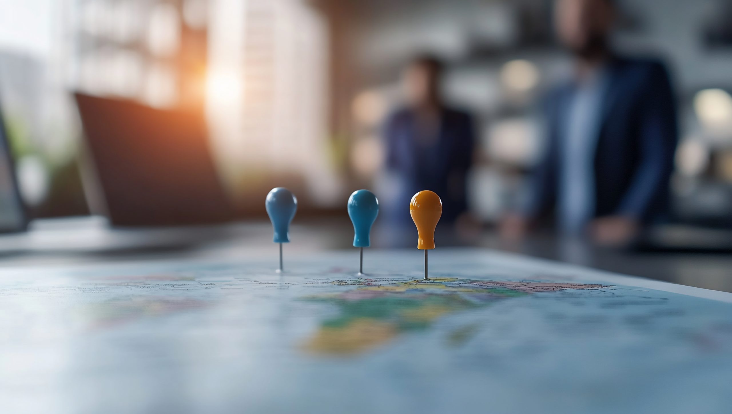 Marcadores que representan diferentes áreas de una empresa mapa de dolores empresariales